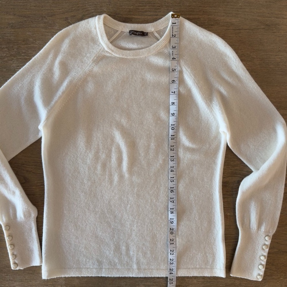 J Mclaughlin 100% Cashmere Wool Crew Neck Pullover Knit Sweater-Ivory-Size Small - Picture 4 of 13